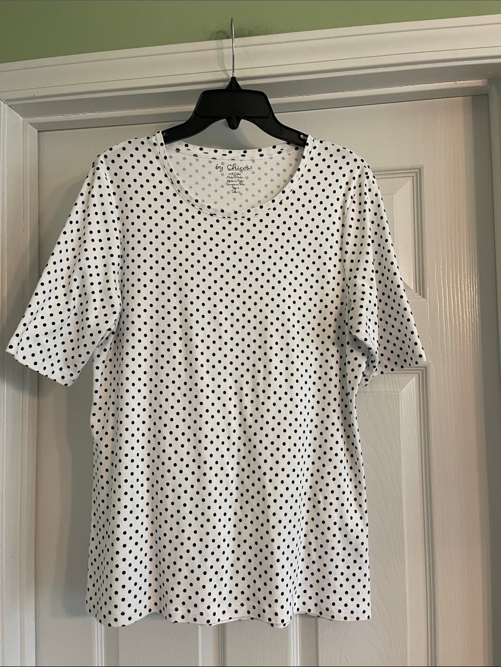 Chico's Cotton Elbow Sleeve Tee-Sz Large